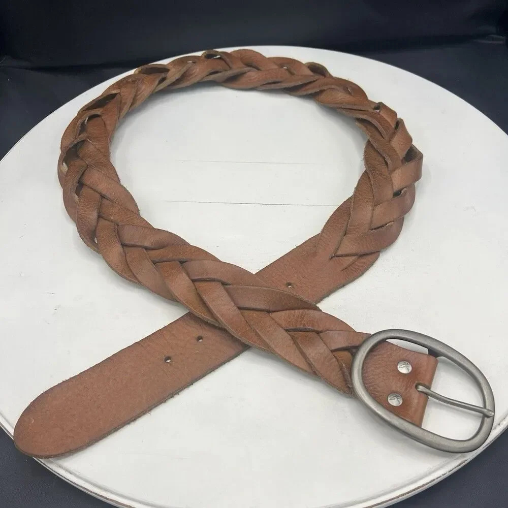 American Eagle Outfitters Women's Braided Belt Brown XL Adjustable Buckle
